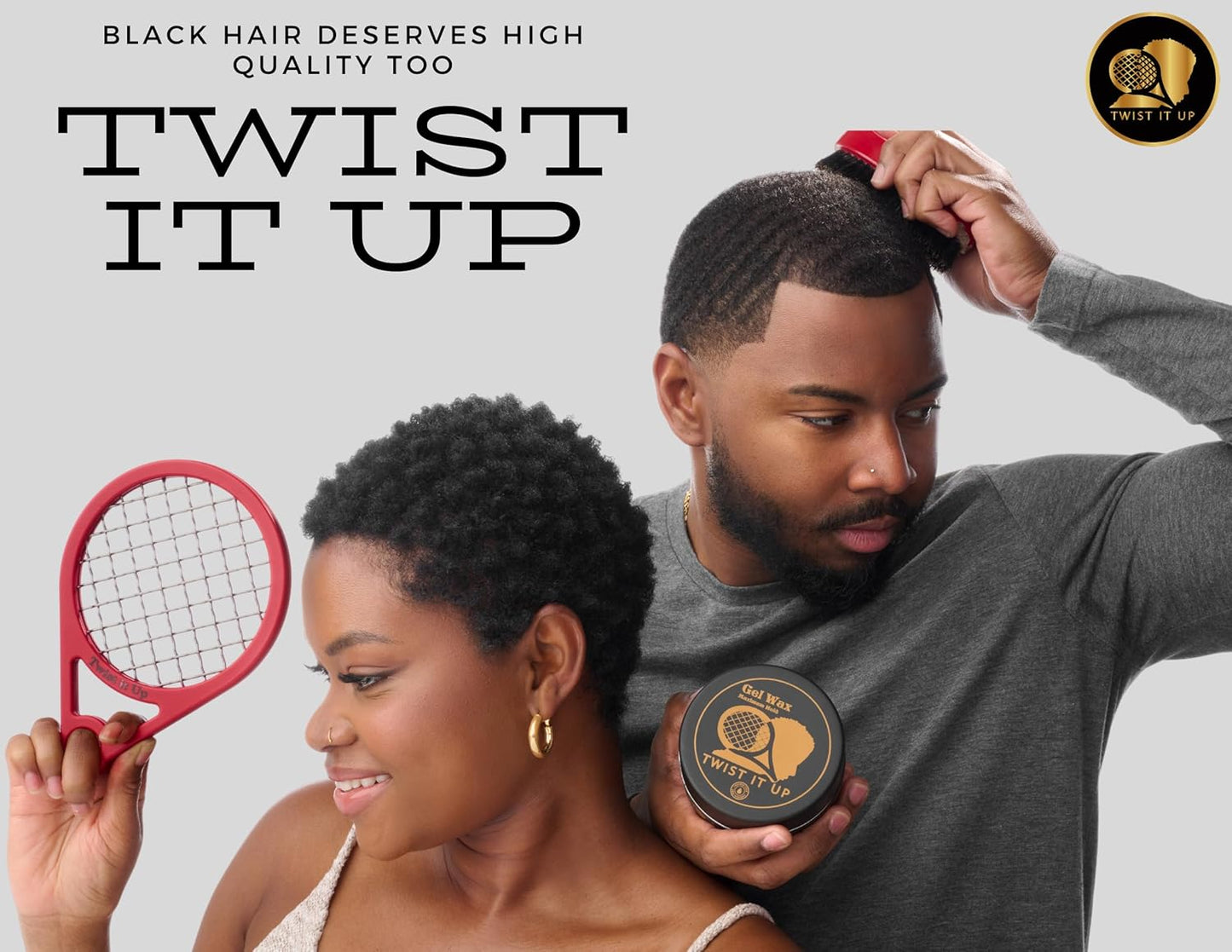 Twist It Up Comb Gel - Curl & Twist Enhancer for Black Men | Tennis Racket Design, Unity Black