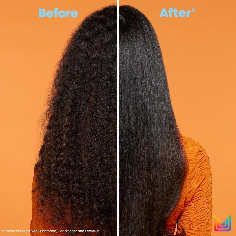 Matrix Mega Sleek Iron Smoother Defrizzing Leave-In Spray - Heat Protectant, Lasting Smoothness, & Anti-Frizz, For All Hair Types, With Shea Butter, 8.5 Fl Oz