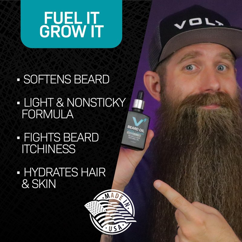 VOLT Beard Oil for Men, All-Natural Vegan Beard Care Moisturizer Formula with Essential Oils For Beards, Hair, Skin Argan & Jojoba Oil, Hydrates, Nourishes & Adds Shine, Costa Scent, 1 Oz Glass Bottle