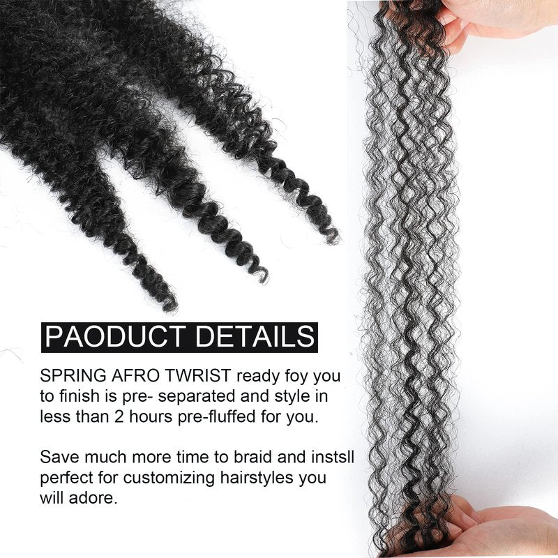 Kossys 8 Packs Springy Afro Twist Hair 16 INCH Pre-fluffed Naturaly Twist for Protective Styling Marley Crochet Twist Braiding Hair for Black Women (22inch, Black)