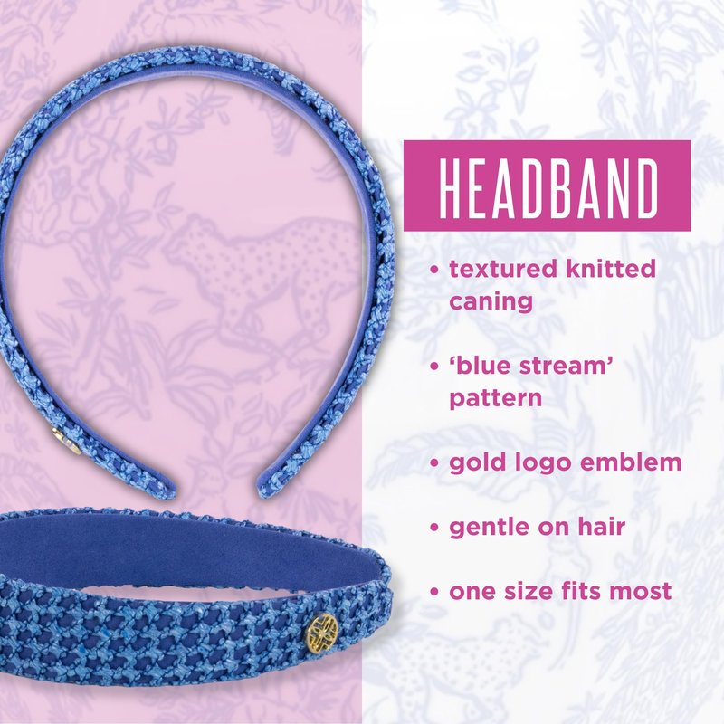 Lilly Pulitzer Women's Fashion Headband, Knit Fabric Headband, Blue Cloth Headband, Cute Hair Accessories for Women and Teen Girls, Blue Stream