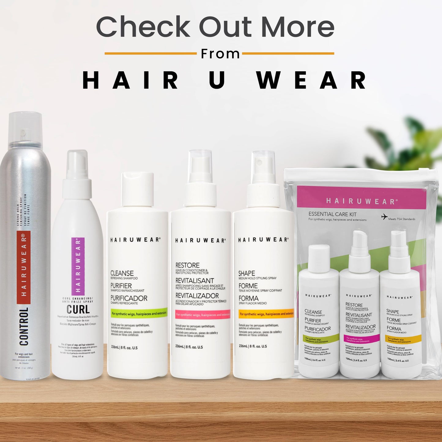 Shampoo & Conditioner Set with Hair Spray - Wig Care for Synthetic Wigs, Hairpieces & Extensions, Full Size (8 Fl Oz Each)