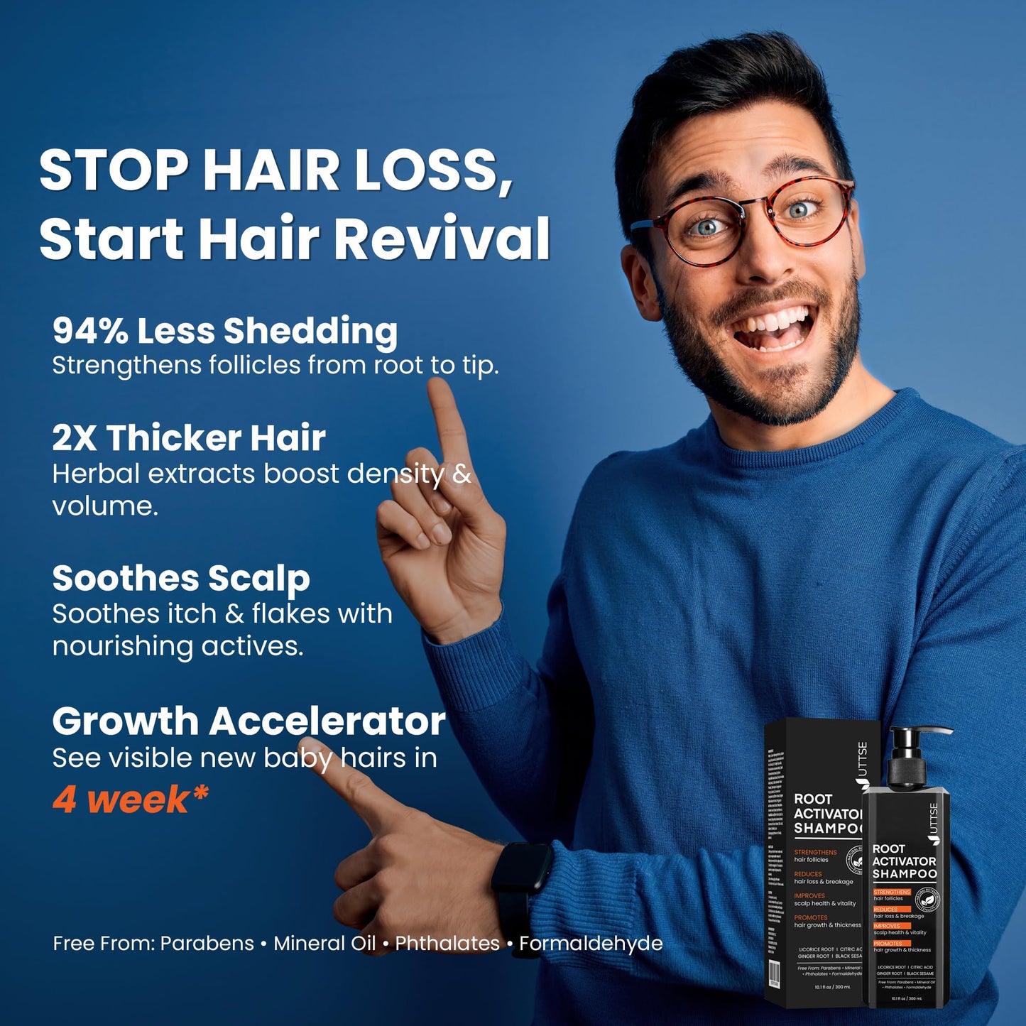 Root Activator Shampoo for Men: Hair Thickening Shampoo for Hair Loss and Thinning Hair