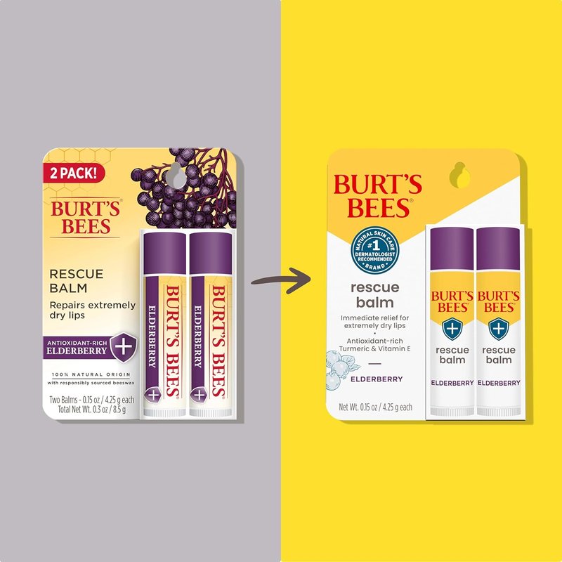 Burt's Bees Elderberry Lip Balm - Antioxidant-Rich, Tint-Free Natural Care | 2 Tubes, 0.15 oz Each