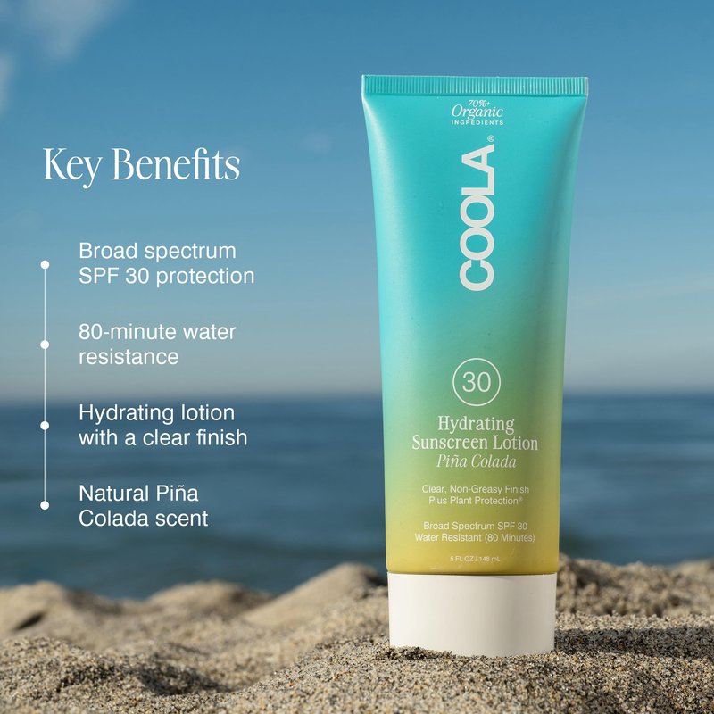 COOLA Organic Sunscreen SPF 30 Sunblock Body Lotion, Dermatologist Tested Skin Care for Daily Protection, Vegan and Gluten Free, Piña Colada, 5 Fl Oz