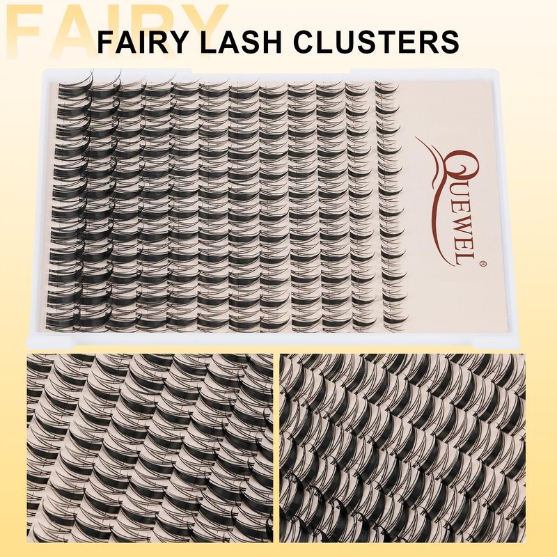 QUEWEL Lash Clusters Kit, 156 PCS Eyelash Clusters Kit D Curl Cluster Lahses Kit Include Mix10-18mm Lash Clusters Lash Bond and Seal Lash Tweezers Lash Cluster Glue Remover(QUBM-MIX10-18)