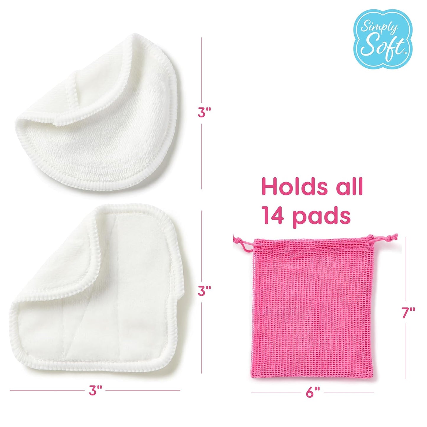 Reusable Cotton Rounds - Makeup Remover Pads for All Skin Types | 14 Count, Sustainable & Dermatologically Tested
