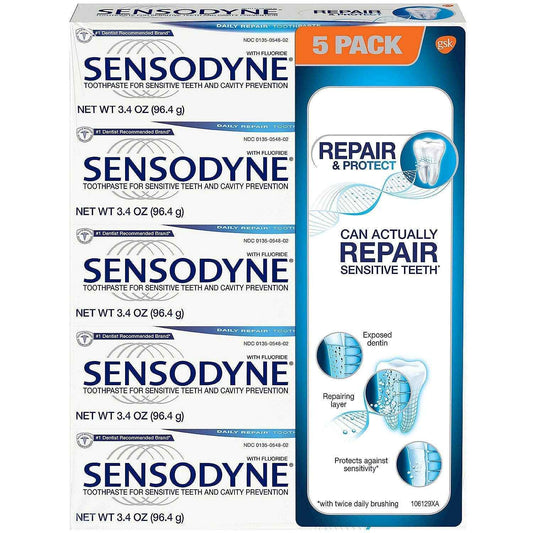 Sensodyne 980066854 Repair and Protect, 3.4 oz, Shape, Pack of 5
