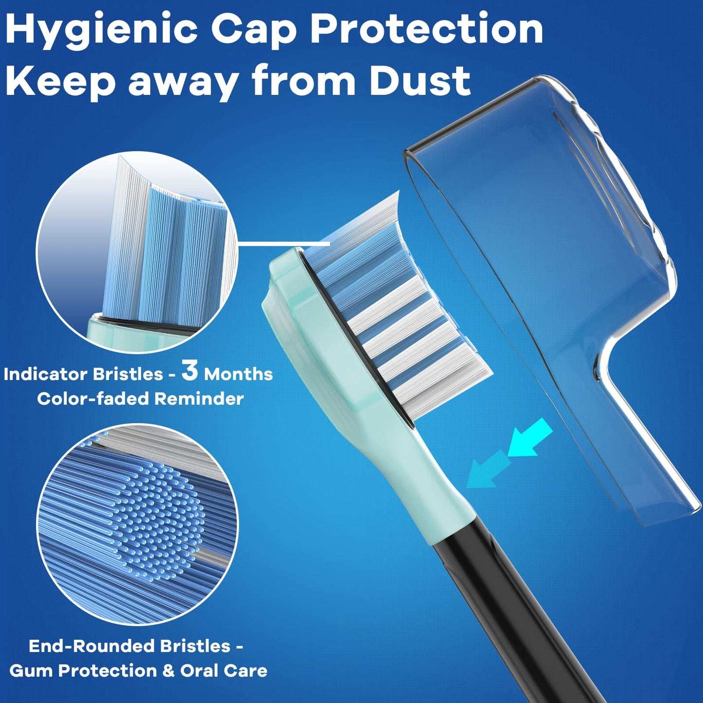 BrightDeal Replacement Heads for Philips Sonicare ProtectiveClean 4100 5100 6100 DiamondClean 9500 ExpertClean 7500 FlexCare HealthyWhite Electric Sonic Toothbrush C3 G3 W3 C2 G2 Brush, Black, 6 Pack