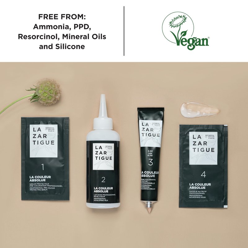 Lazartigue La Couleur Absolue, Permanent Hair Color with Botanical Extracts, Chestnut, Full Grey Coverage Coloring Kit, Vegan, Cruelty-Free, Ammonia-Free