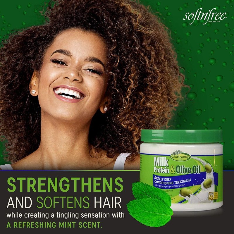 Sof N'Free Deep Conditioner - Grohealthy Milk & Olive Formula | 16 Oz Moisturizing Treatment