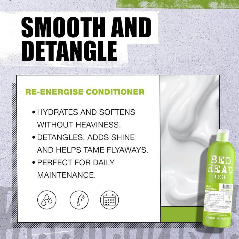 Bed Head Urban Antidotes Daily Shampoo & Conditioner Set - 25.36 Fl Oz | Re-Energize Hair