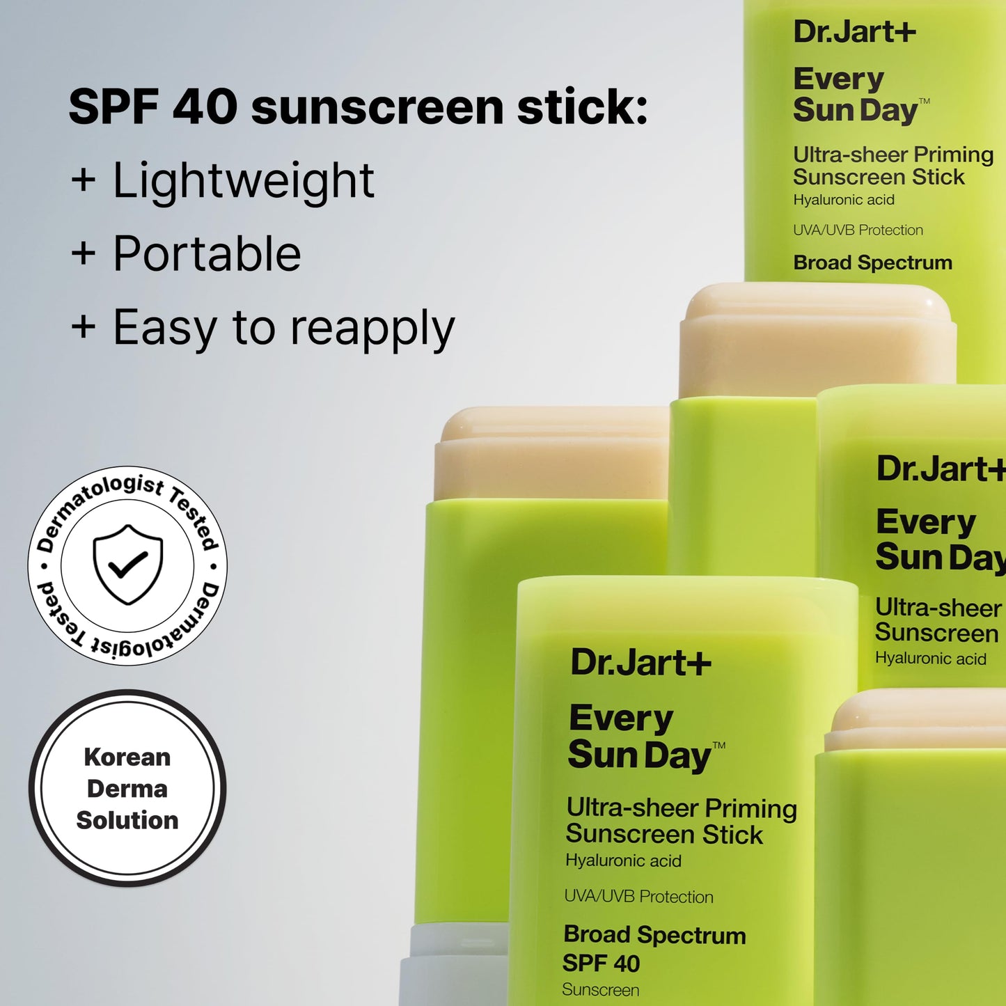 Dr.Jart+ Every Sun Day Invisible Korean Sunscreen Stick SPF 40 with Hyaluronic Acid | Glides Over Makeup | Korean Skincare | Travel Size, 0.67 Ounce