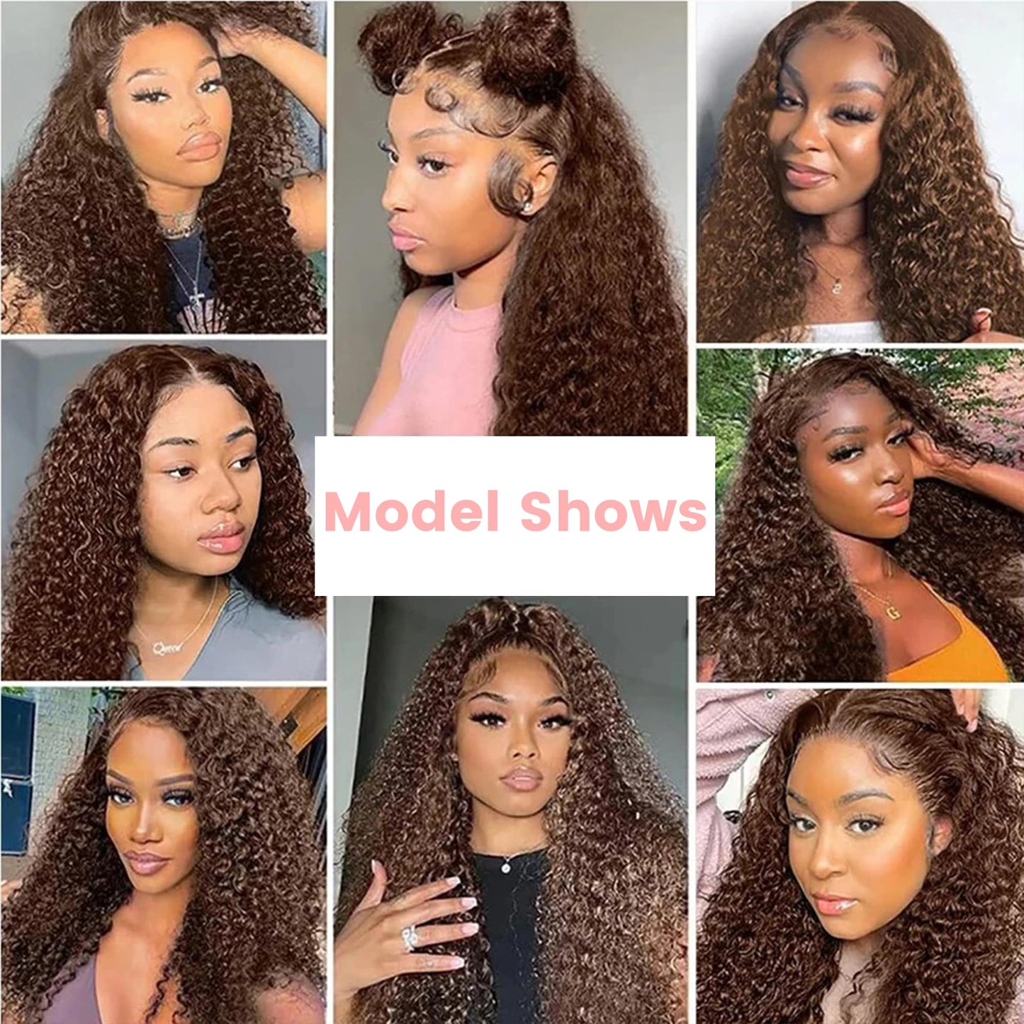 Chocolate Brown Bundles Human Hair Unprocessed Brazilian Virgin Human Hair Bundles 16 18 20 Inches #4 Brown Curly Wave Bundles Double Weft Weave Hair Extension for Women 50g/PC 150g Total