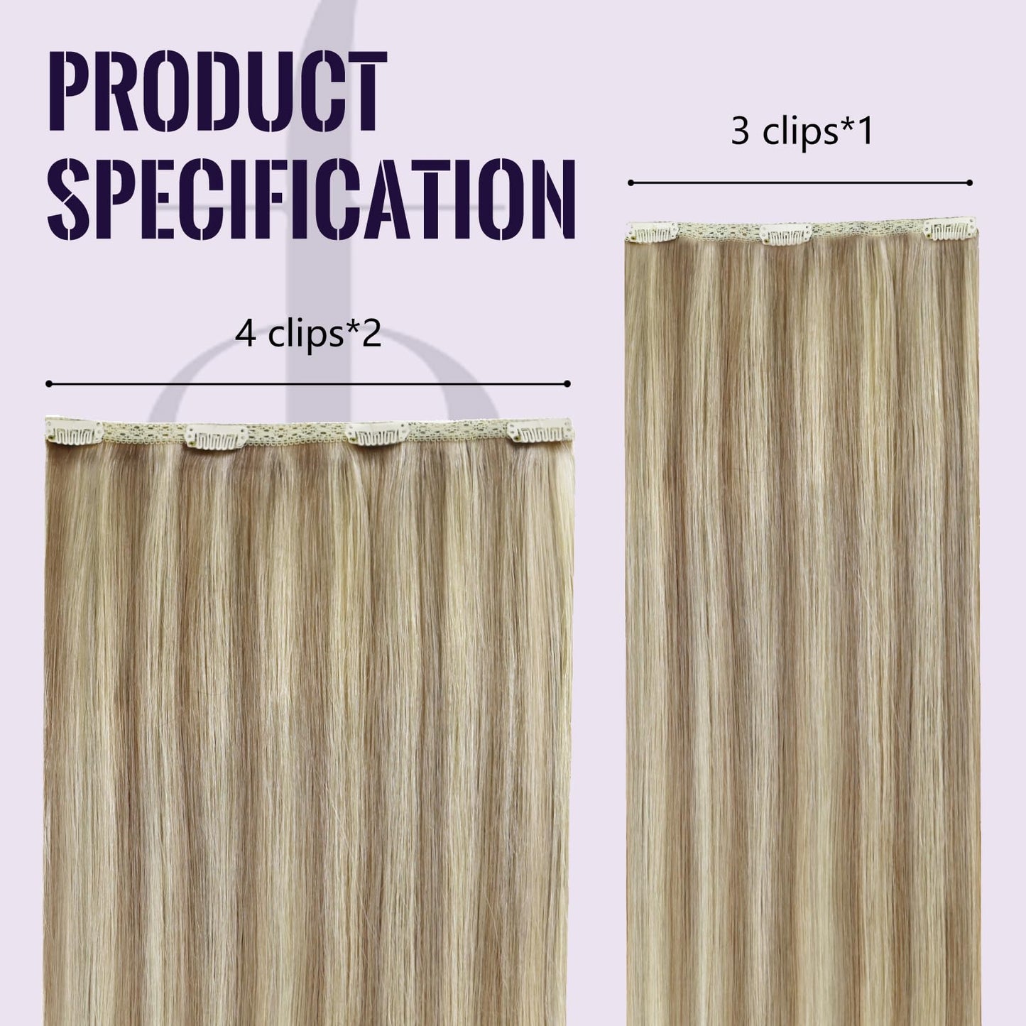 Fshine Full Head Clip in Human Hair Extensions, Balayage 12 in 50 g 3pcs