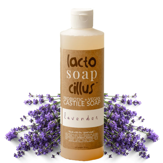 Elemental Wellness, Castile Soap Liquid - Lactosoapcillus, Organic, Probiotic, Vegan, Natural, Lavender Scent Body Wash - Multi-Purpose Liquid Soap, Plant Based Ingredients - (16 oz)