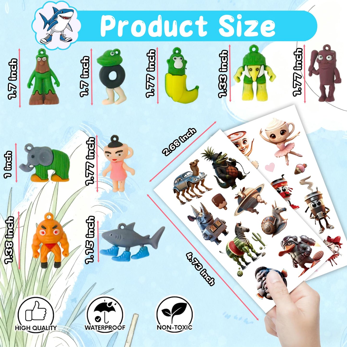 84Pcs Italian Brainrot Party Favors with Brainrot Action Figure & Brainrot Meme Temporary Tattoo, Decorations Gifts for Fans Office Home Desktop Decor