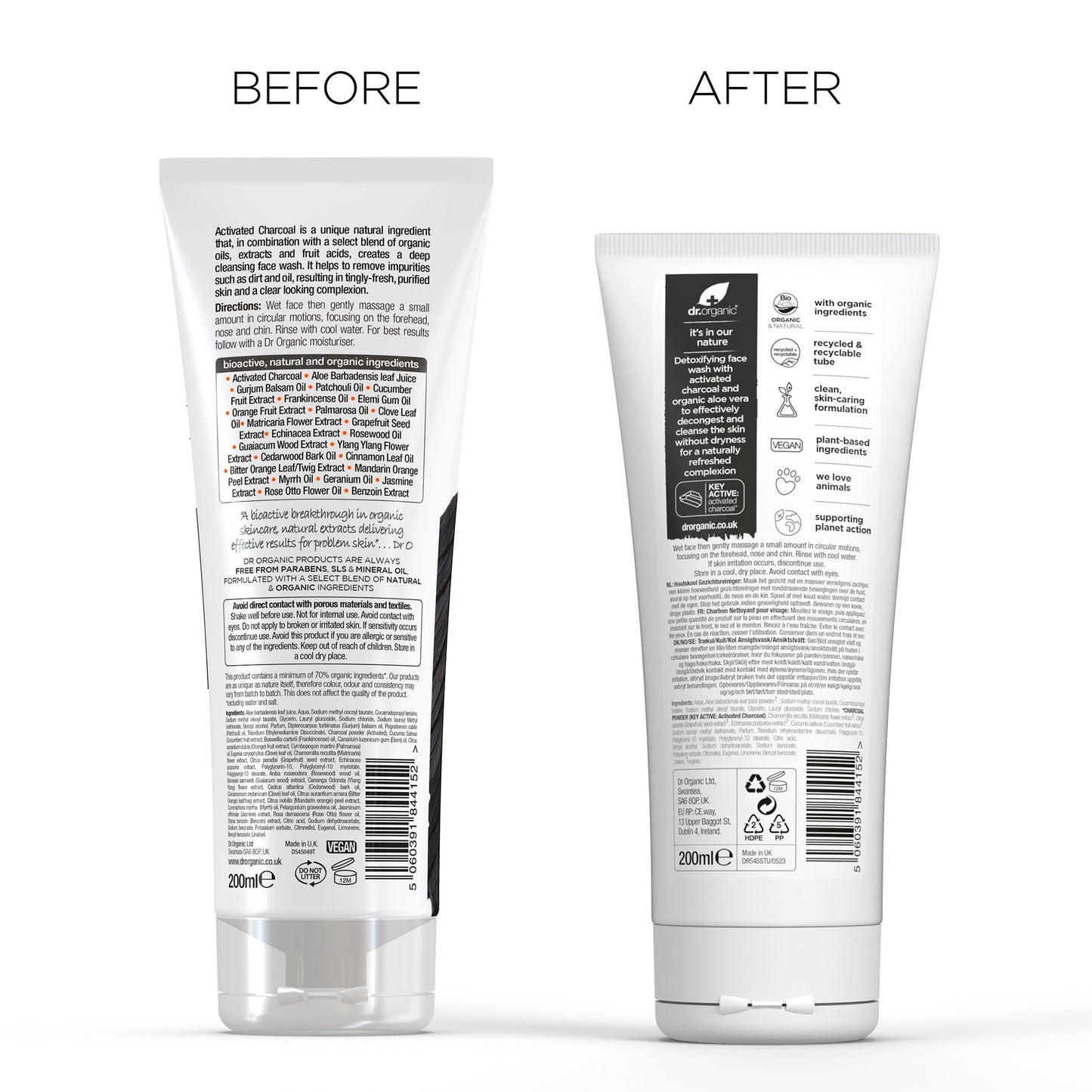 DR ORGANIC Charcoal Face Wash, 0.2429 kg,DR00545