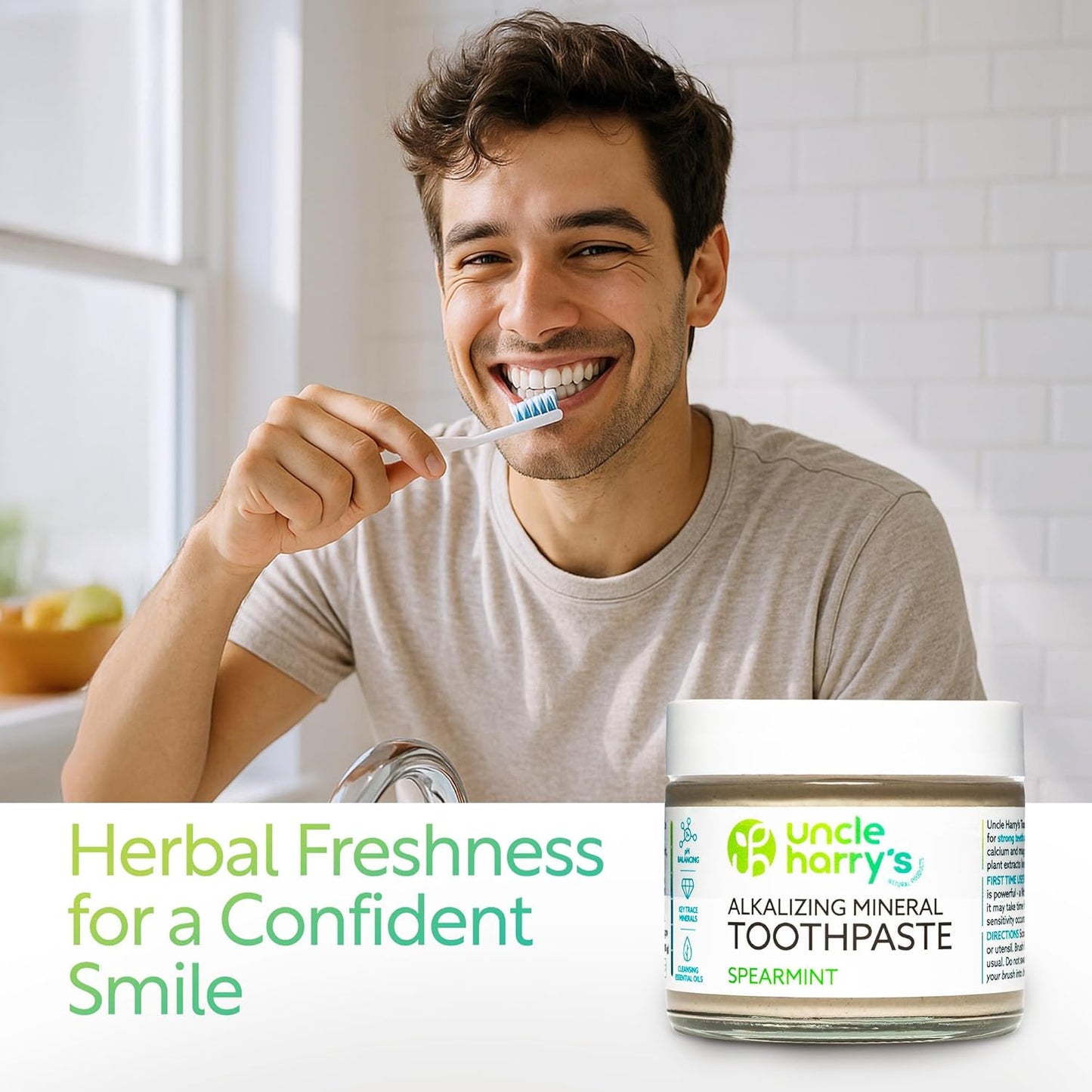 Spearmint Remineralizing Toothpaste - Natural Whitening & Breath Freshening | Vegan, Fluoride-Free (2 Pack)