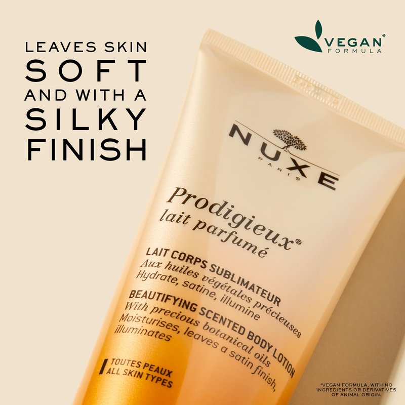 NUXE Prodigieux Beautifying Scented Body Lotion, Satin Finish Moisturizer with Coconut, Argan and Almond Oils, 6.7 Fl Oz