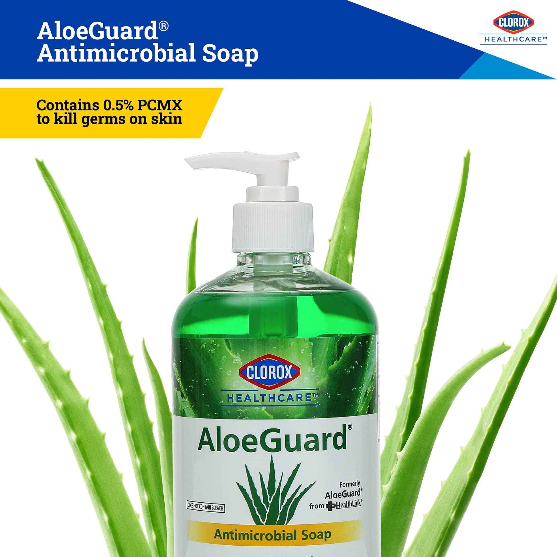 CLOROX Healthcare AloeGuard Antimicrobial Hand Soap for Healthcare Professionals - Liquid Hand Wash for Everyday Use with Aloe Vera to Soothe & Moisturize Hands, 18 Fl Oz