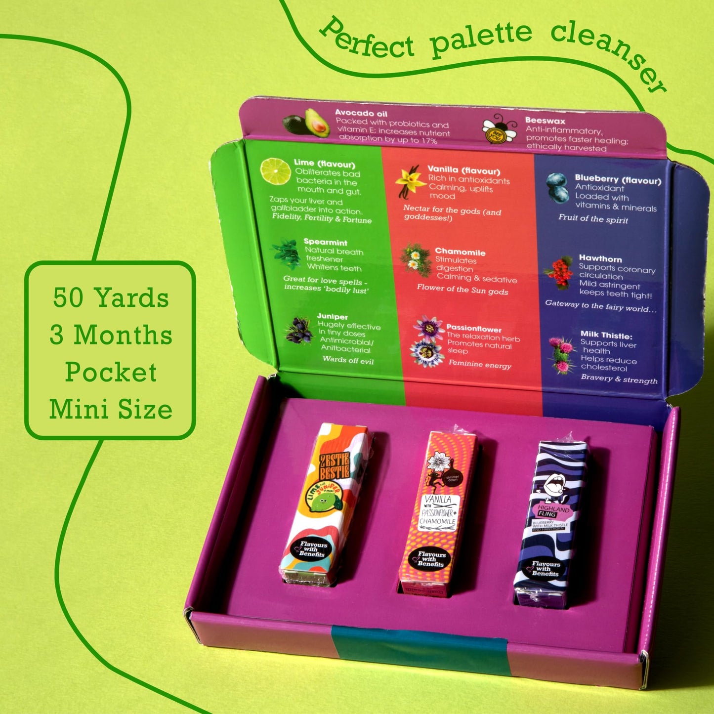 Expanding Thick Floss | Deep Cleans Gums with Woven Textured Floss | No More Bleeding Gums | Sensitive Flavors - Blueberry, Lime & Mint, Vanilla
