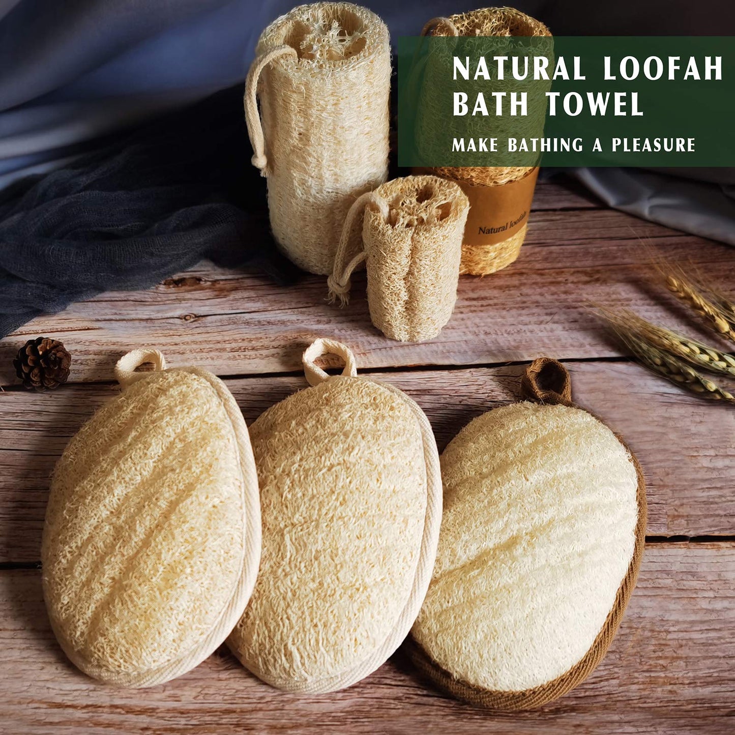 Natural Loofah Sponge Exfoliating Pads and Soft, Easy-lathering Body Scrubber Loofah for Smooth, Glowing, Vibrant Skin Every Day.