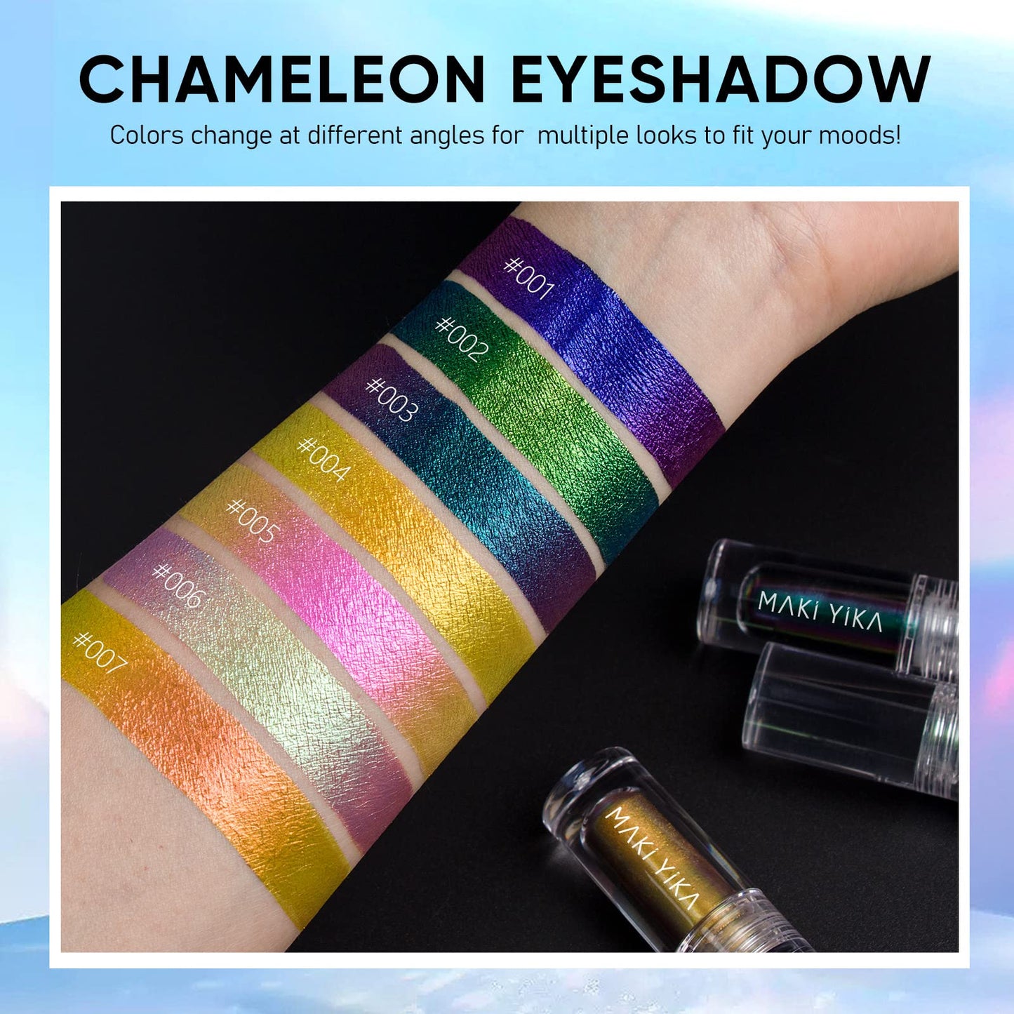 MAKI YIKA 3Pc Glitter Eyeshadow Liquid Multichrome Eyeshadows Long Lasting, Metallic Chameleon Eye Shadow Smudgeproof Holographic Eye Topper Glitters (#1+3+6)