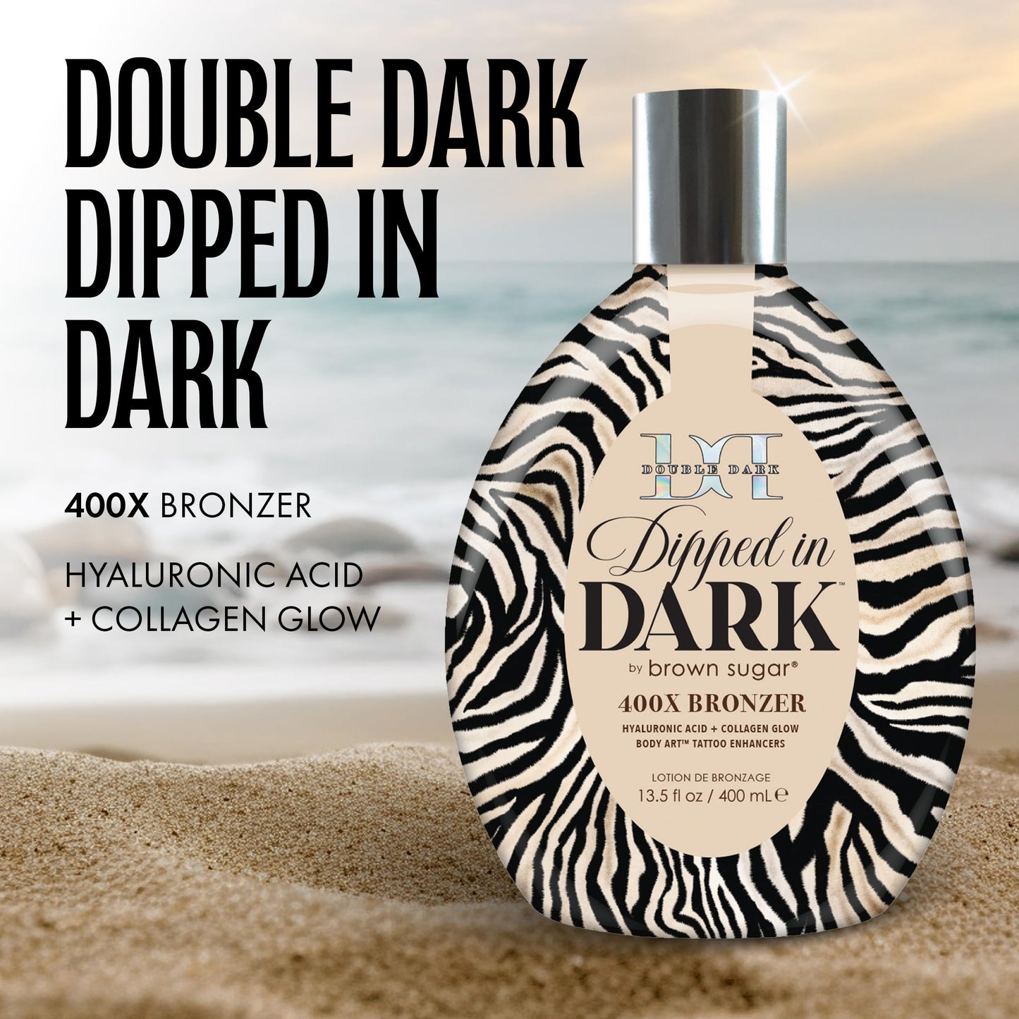 Brown Sugar Double Dark Dipped in Dark 400X Bronzer Lotion, 13.5 Fl Oz