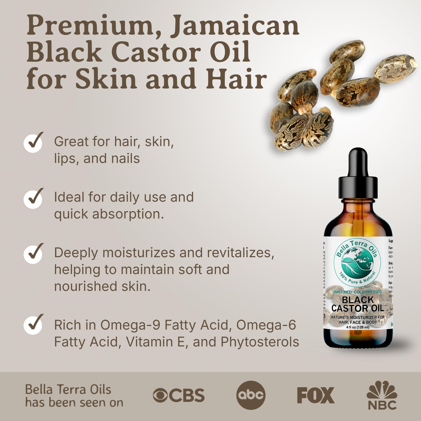 Bella Terra Oils - Jamaican Black Castor Oil 16 oz - Embrace the Richness, Enhanced with Essential Nutrients, For Silky-Smooth Skin