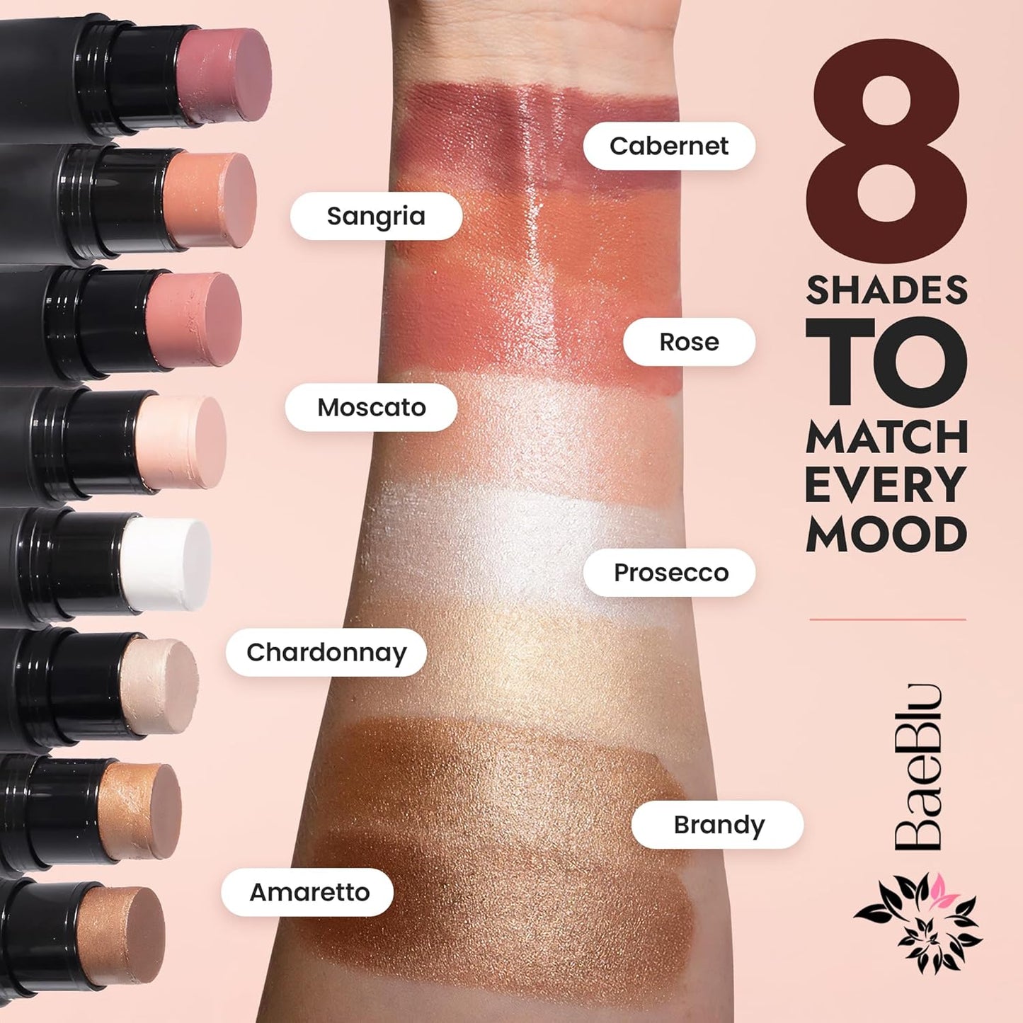 Organic Blush Tube - Cabernet | 100% Natural Vegan Cream Blush Stick for Lips, Cheeks & Eyes - Buildable Shimmer, Gluten-Free