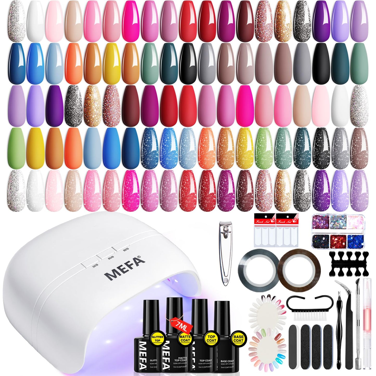 Gel Nail Polish Kit with UV Light - 32 Colors Soak Off Gel Set | Matte & Glossy Finish for DIY Manicures