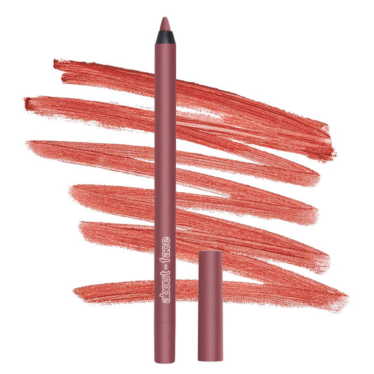 about-face Matte Fix Lip Pencil False Alarm – Long-Wear, Creamy Matte Lip Liner with Hyaluronic Acid & Vitamins C & E – Vegan, Cruelty-Free, Clean Beauty – 0.042 oz (Terracotta Rose)