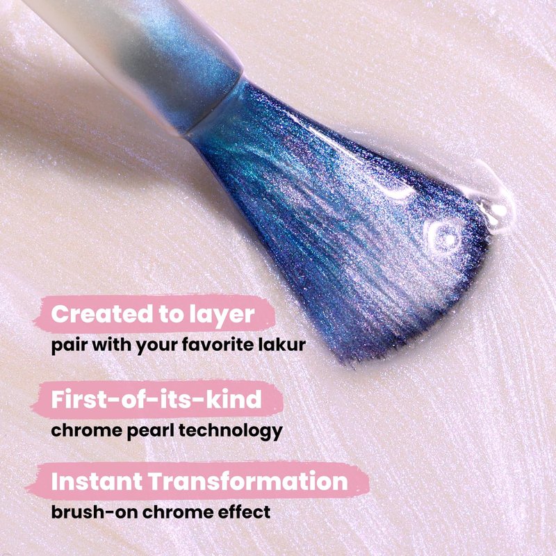 LONDONTOWN Lakur Nail Polish/Topper - Chrome Glaze - Enhanced Color Long Lasting Top Nail Coat Gel-free Shine Nail Look, Pixi Chrome Topper 0.4 oz