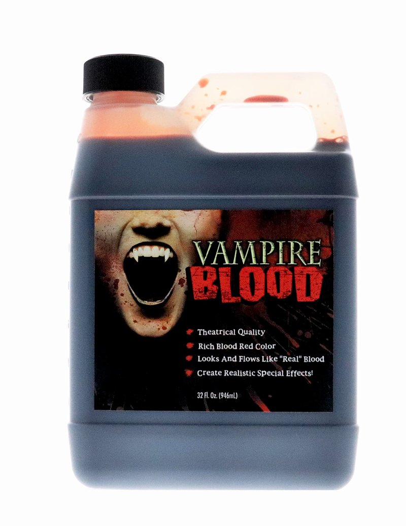 VAMPIRE BLOOD, Realistic Fake blood - 32oz - Theatrical Quality, Richly Pigmented Red Fake Blood for Halloween, Vampire, Zombie, Costume, Special Effects Makeup