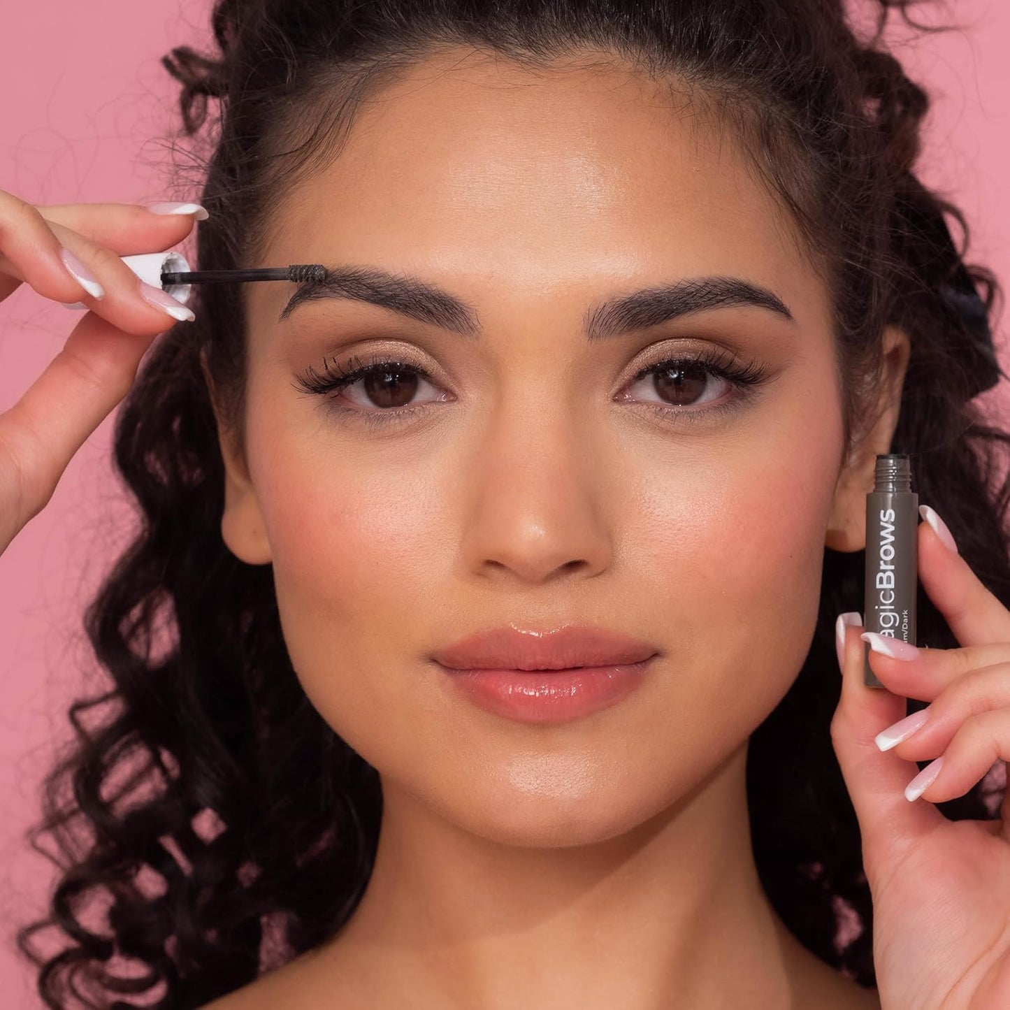 Magic Brows Dark Brown Brow Gel | 3-in-1 Tinted Volumizing Eyebrow Gel with Spoolie Brush for Natural Finish