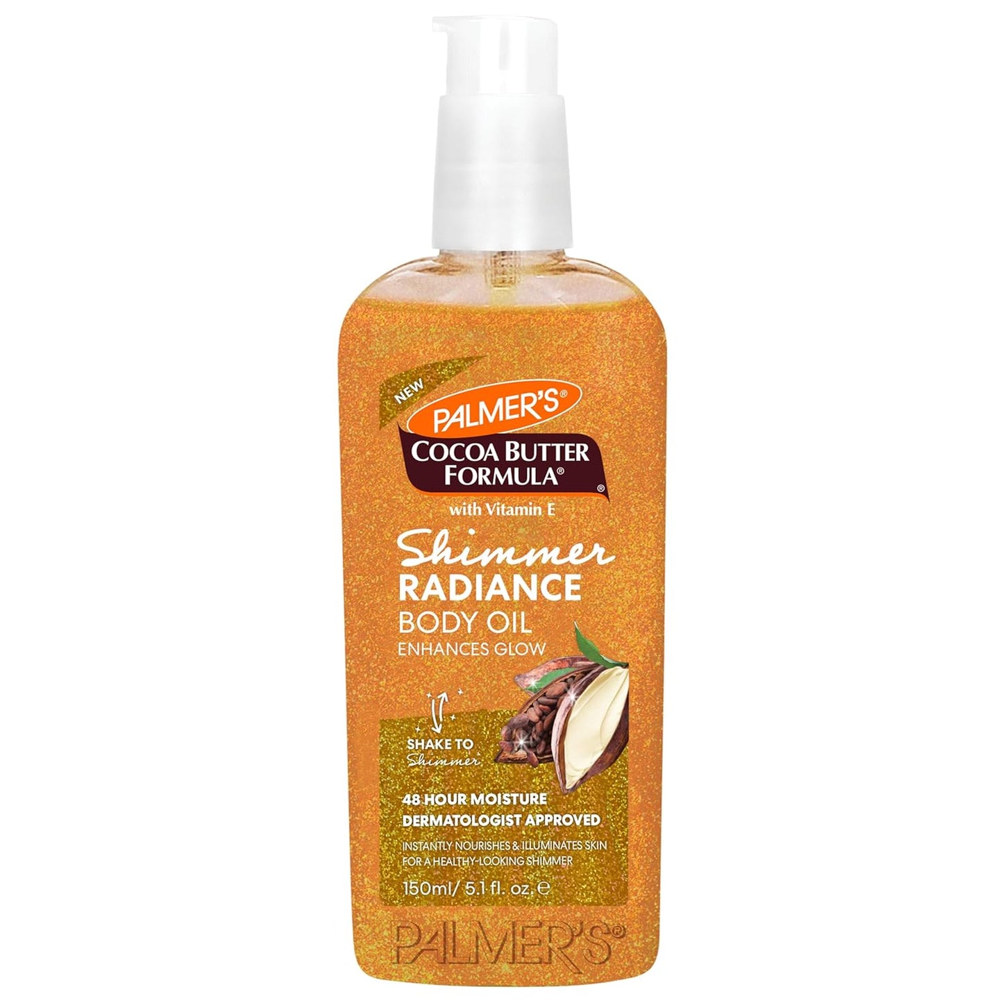 Palmer's Cocoa Butter Formula Shimmer Body Oil - Hydrating Radiance Oil with Vitamin E | 5.1 Fl Oz for Glowing Skin