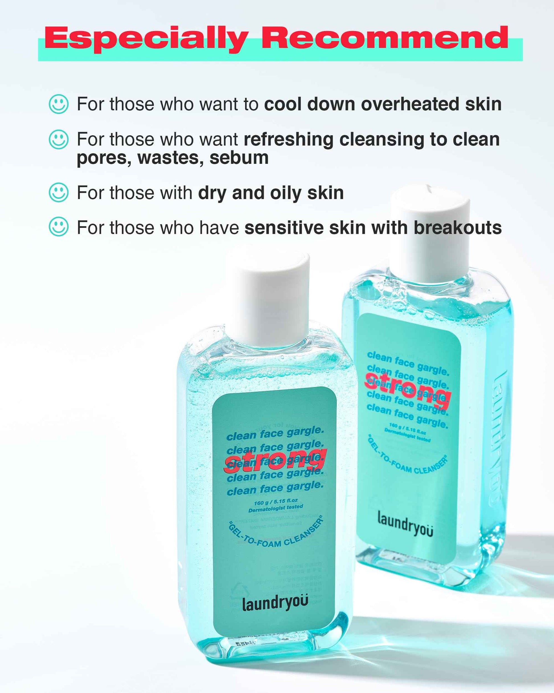 LAUNDRYOU Daily Deep Facial Gel-To-Foam Strong Cleanser with Pine & Lactobacillus Extract for Exfoliating Pore Refinement and Sebrum Control to Remove Makeup and Blackheads - (5.64 fl. oz)