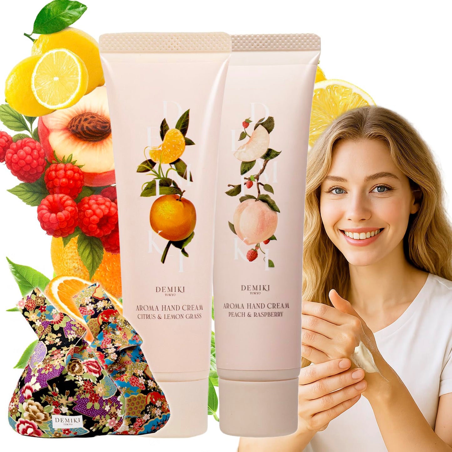 DEMIKI Shea Butter Hand Cream for Dry Cracked Hands, Birthday Gifts for Women, Bridesmaid Gifts, Nurse Gifts,Valentines Day Gifts, Party Favors, Hand Cream Gifts Set for Women, Travel Size1.7fl.oz x 2