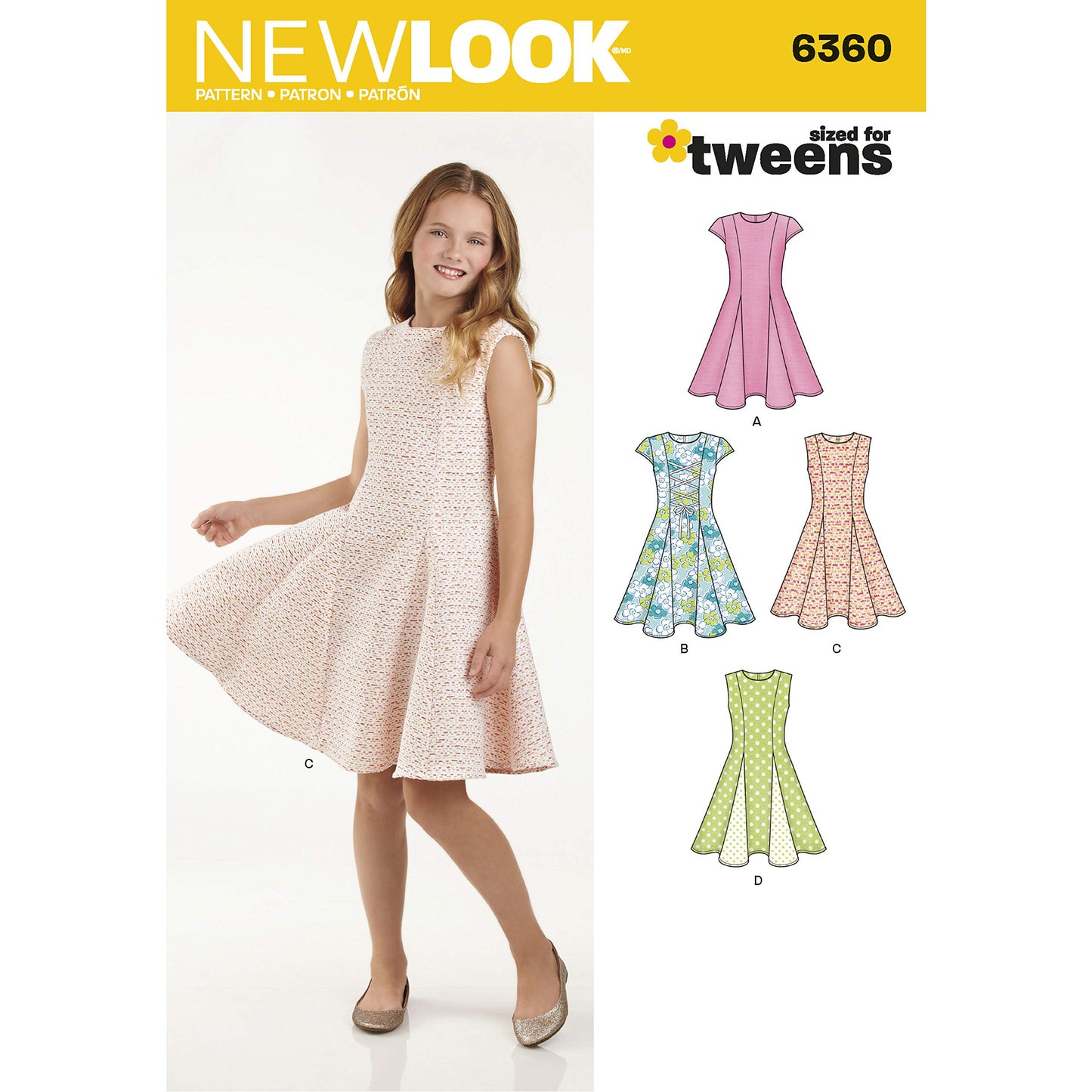 Simplicity New Look Patterns UN6360A Girls' Sized for Tweens Dress, A (8-10-12-14-16)
