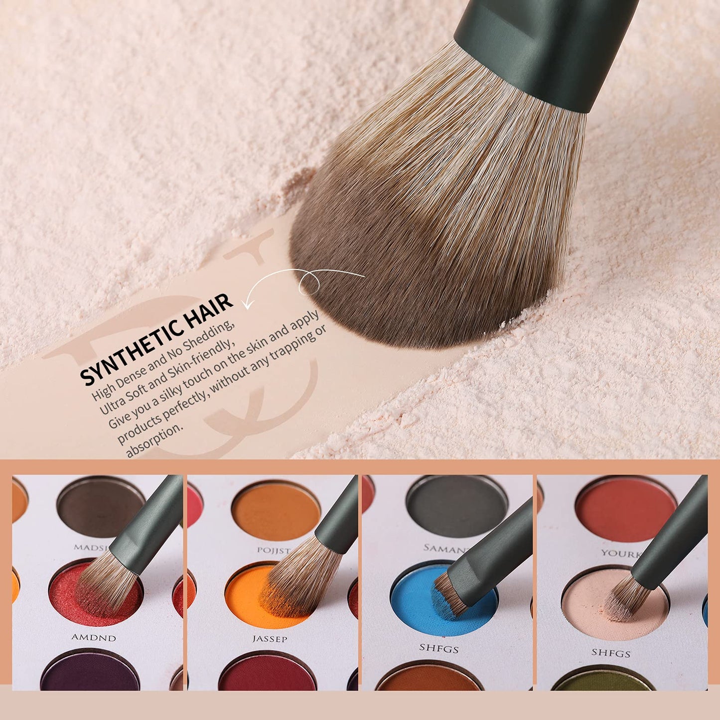 DUcare Makeup Brushes 14Pcs with 3Pcs Makeup Spong & Cosmetic Bag &Eyelash Comb