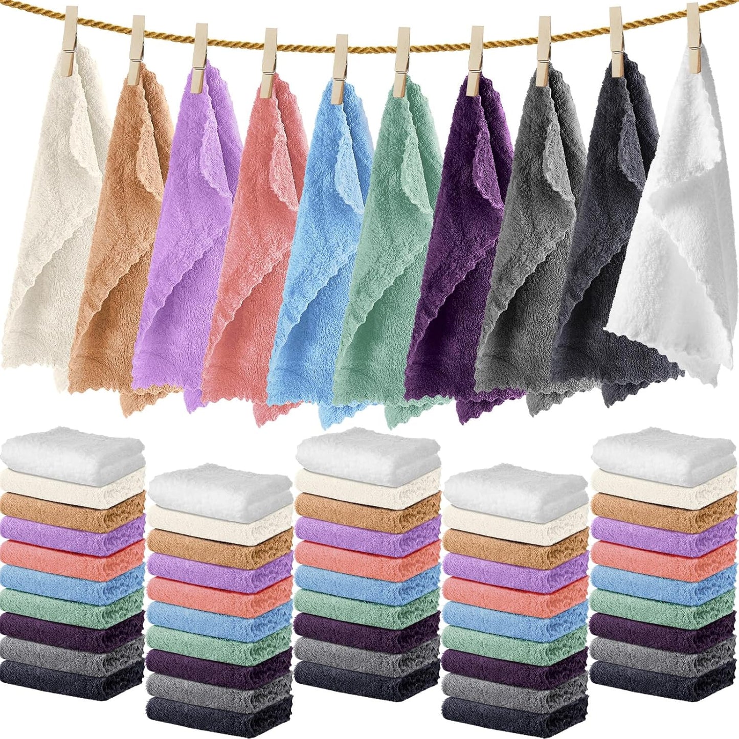 Ultra Soft Microfiber Washcloths - 100 Pack Quick Dry & Absorbent 12x12 Inch Face Towels for Sensitive Skin | Reusable Spa Cloths (Multicolor)