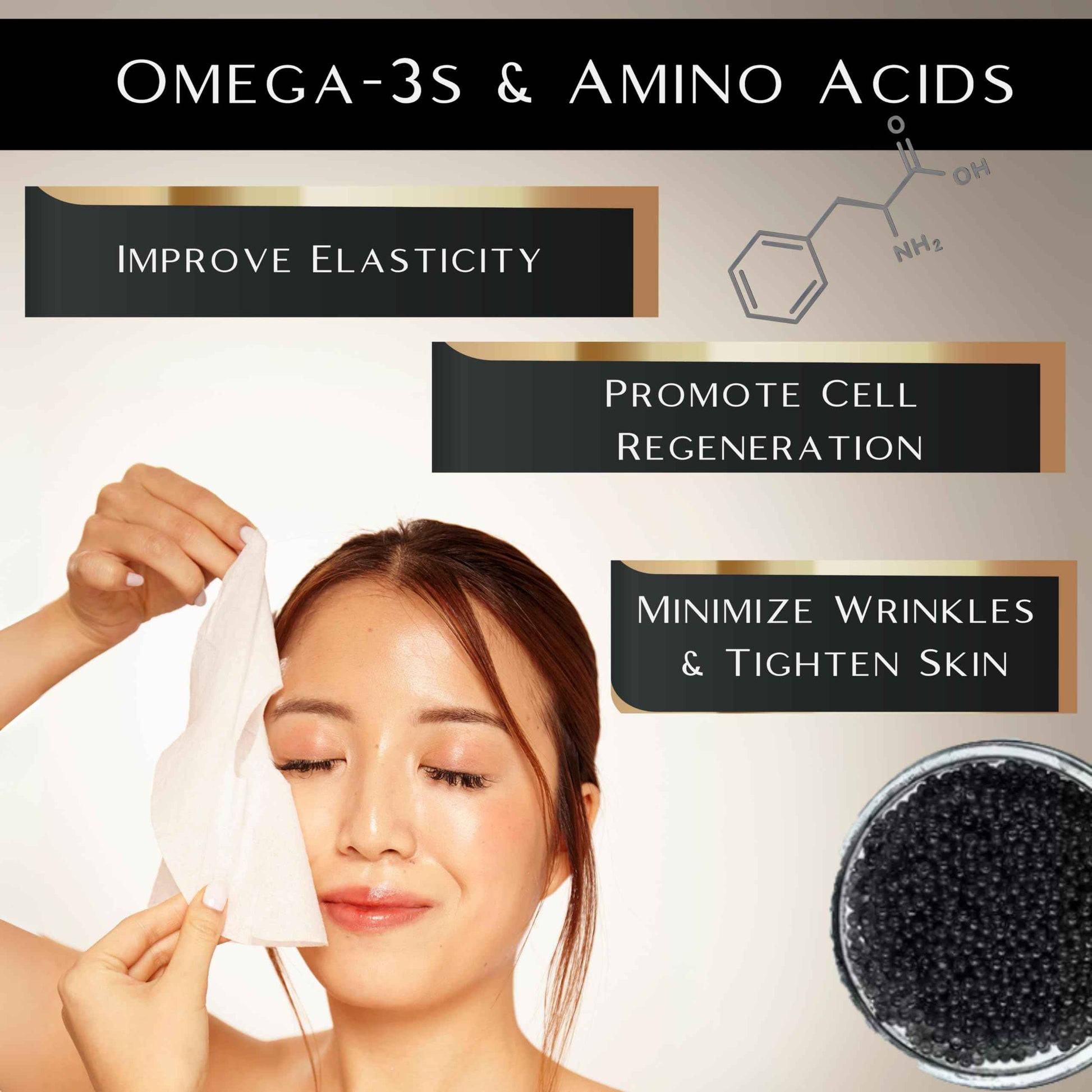 Korean Facial Sheet Masks - Unscented Caviar Essence Spa Masks Packed w/Omega-3s - Nourish, Revitalize & Hydrate Your Skin - Suitable for All Skin Types (Qty 16)