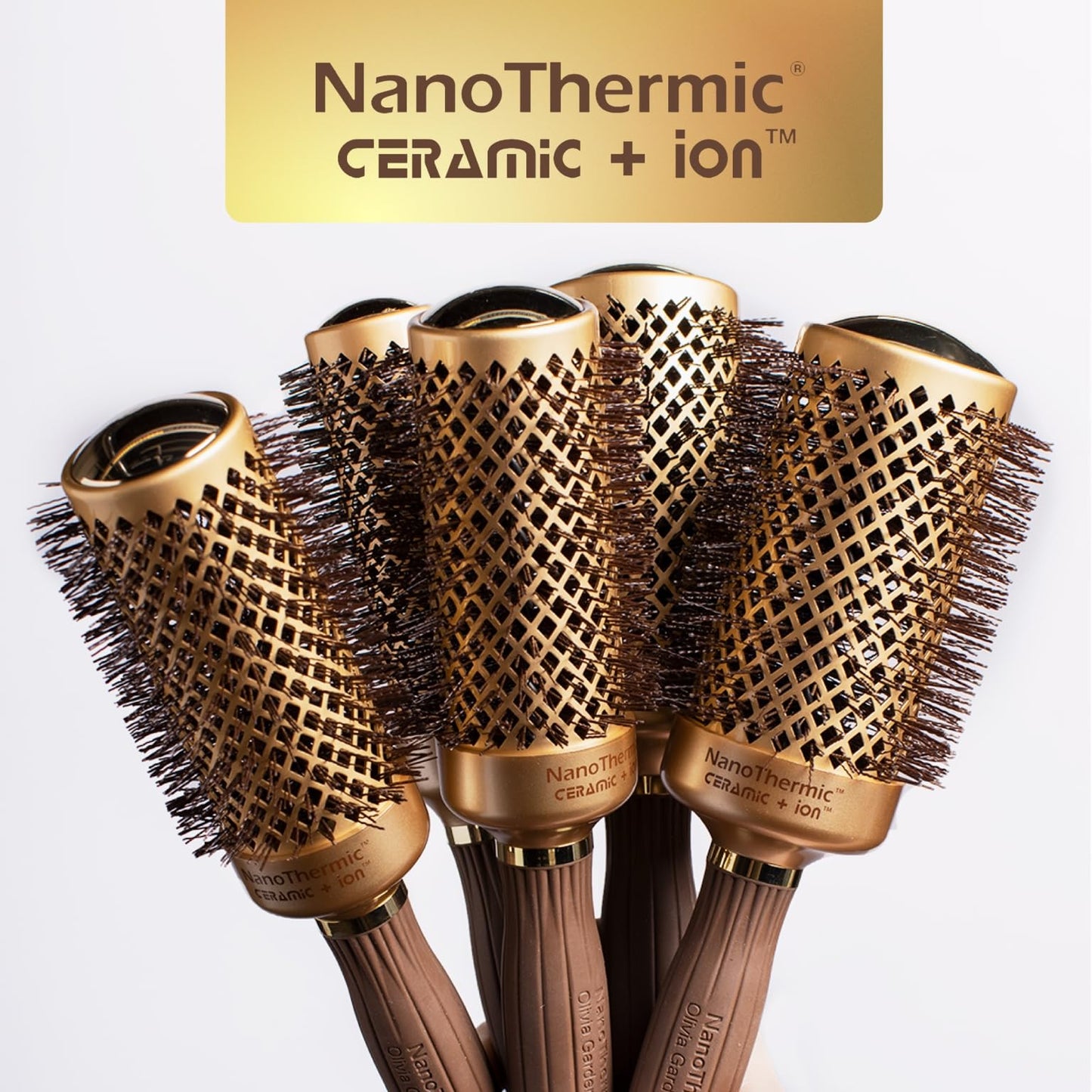 Olivia Garden NanoThermic Ceramic + Ion Round Thermal Hair Brush - Not Electrical - Professional Blowout Brush for Normal to Thick Hair, NT-82 3 1/4"