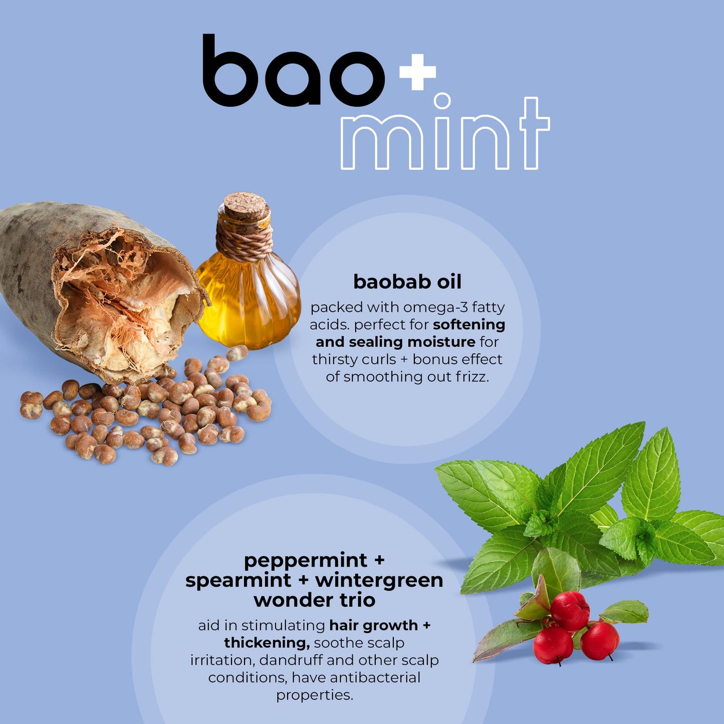 adwoa beauty - Baomint Moisturizing Shampoo for Dry, Textured Hair | Sulfate-Free Cleanser | Baobab, Wintergreen, Peppermint & Castor Oils for Scalp Hydration & Curl Definition (14 oz)
