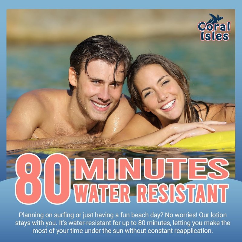 Coral Isles Sunscreen SPF 50 - Reef Safe, Broad Spectrum UVA/UVB Protection | Water Resistant 80 Min | 16 Fl Oz