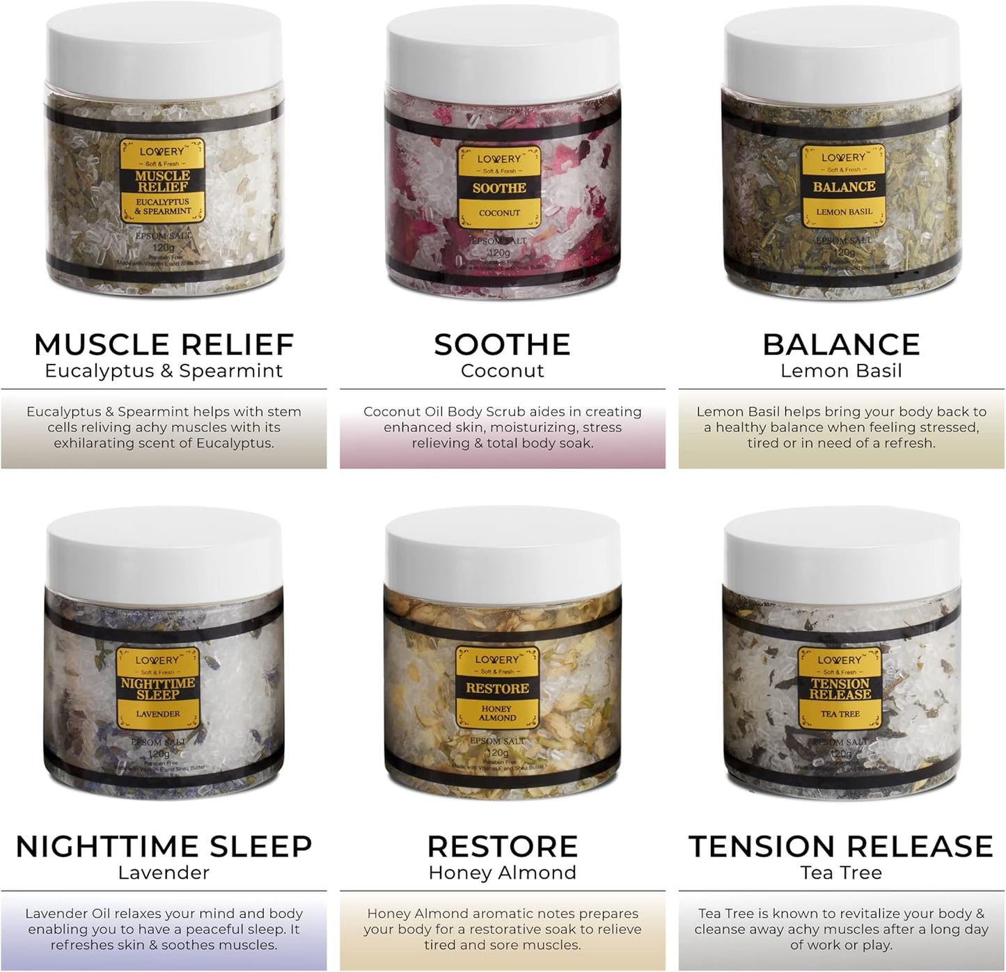 Spa Gift Basket for Women - Epsom Bath Salts & Essential Oils | Lavender, Eucalyptus, Lemon, Coconut, Tea Tree, Honey Almond