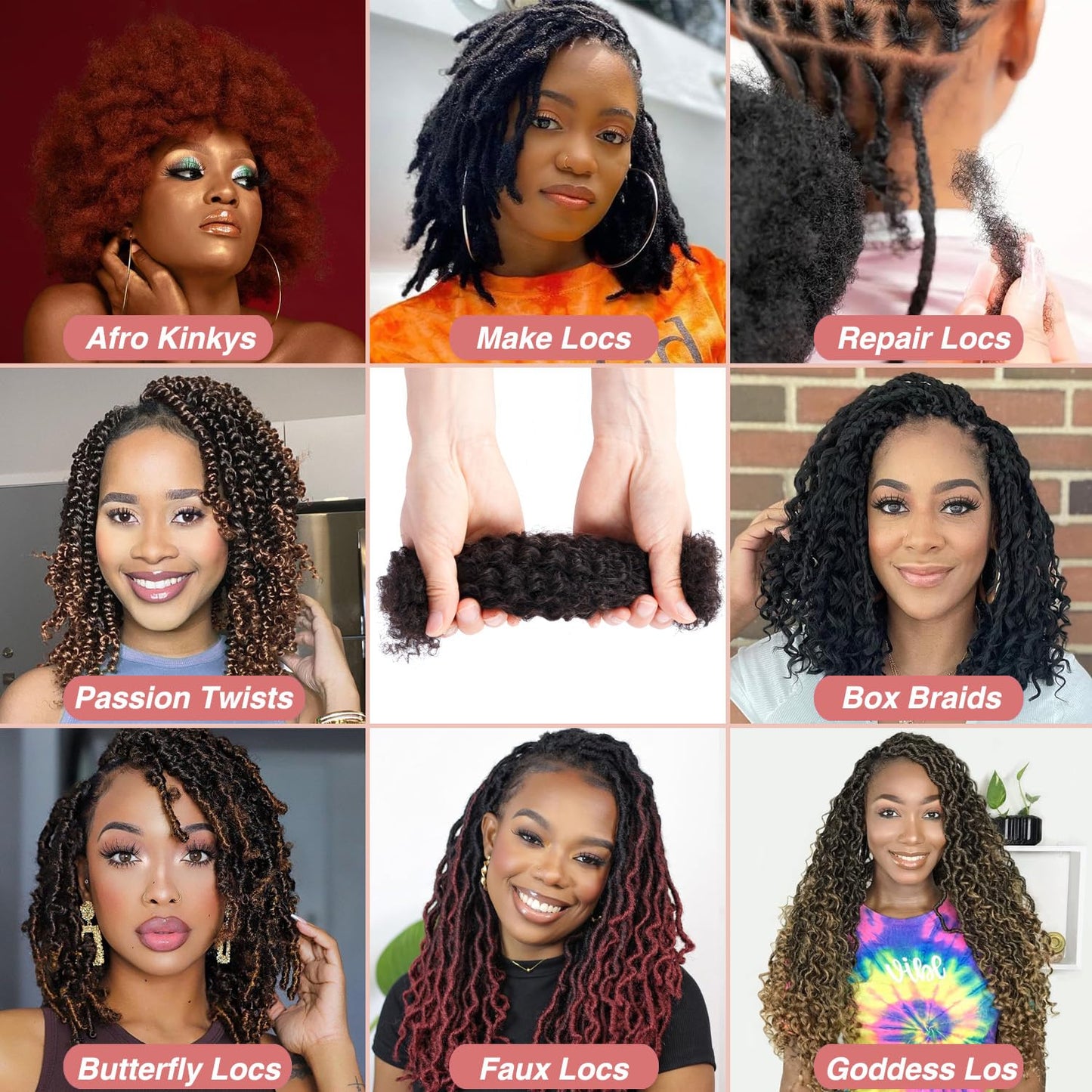 Afro Kinkys Bulk Human Hair for Braids Braiding Mini Twist Locs Dreadlock Extensions Afro Kinky-Curly Human Braiding Hair Bundles For Men Women Kids 16 Inch 2 Bulks 60g #99J Dark Red Easy to Install