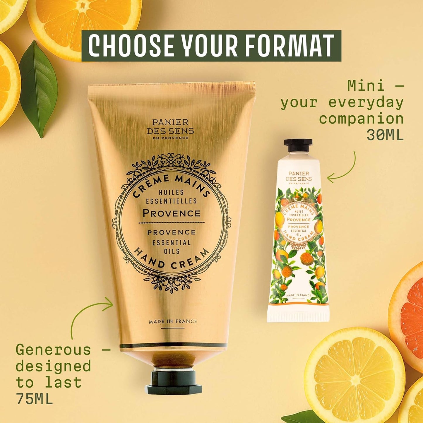 Provence Citrus Hand Cream - Moisturizing Lotion for Dry Skin | 97% Natural Ingredients, 2.5 Fl Oz
