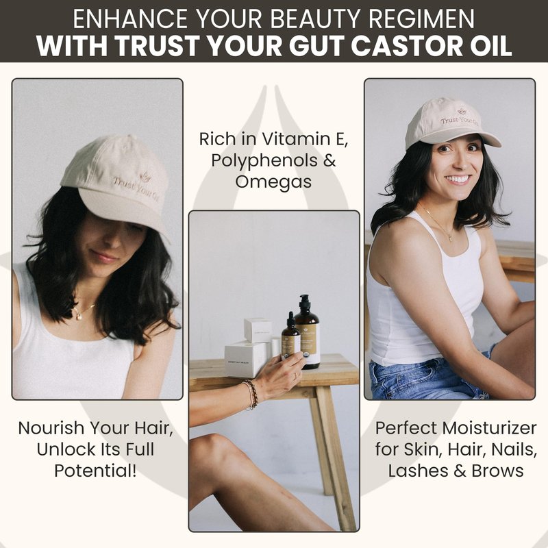 Trust Your Gut Organic Castor Oil 16oz – USDA Certified, Cold-Pressed, Hexane-Free – Extra Virgin Oil for Detox, Liver Support, Lymphatic Flow, Skin, Hair Growth & Castor Oil Wraps